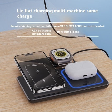 15W 3 In 1 LED Fast Wireless Charger Stand Foldable Charging Station
