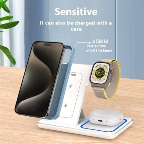15W 3 In 1 LED Fast Wireless Charger Stand Foldable Charging Station
